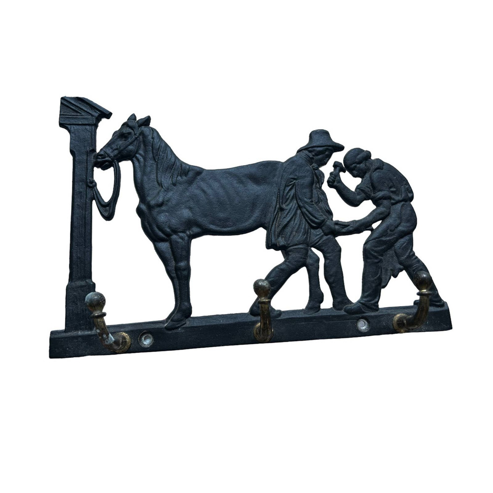Vintage Cast Iron Wall mounted‎ coat rack horse blacksmith